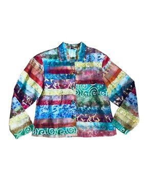 Sandy Starkman Vintage Y2K Women’s Sz M Multicolor Multimedia Jacket Whimsical